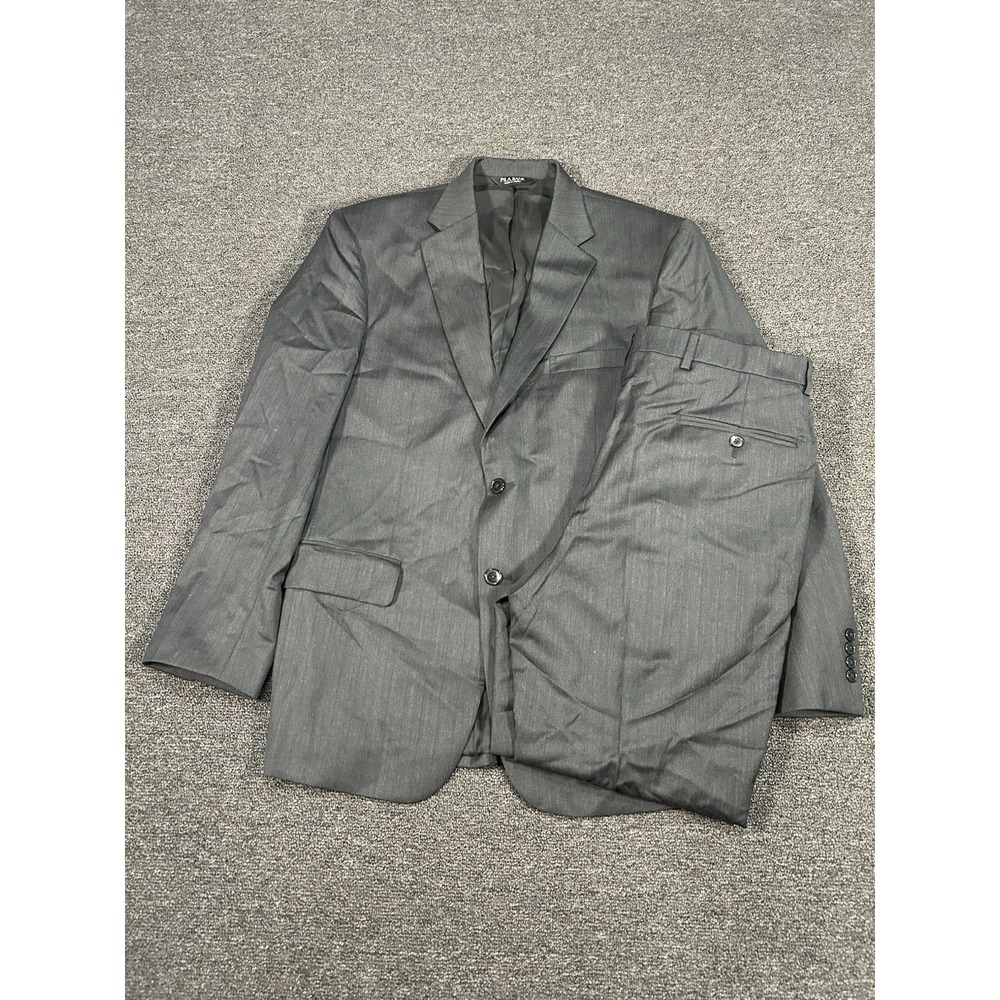 Jos A Bank 2 Piece Suit Men's 40R Pants 36x31 Gray Striped 100%‎ Wool Business